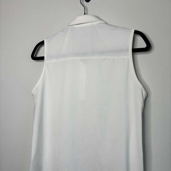 Adidas White Sleeveless Collared Golf Polo Shirt Size Medium Activewear - Picture 6 of 7